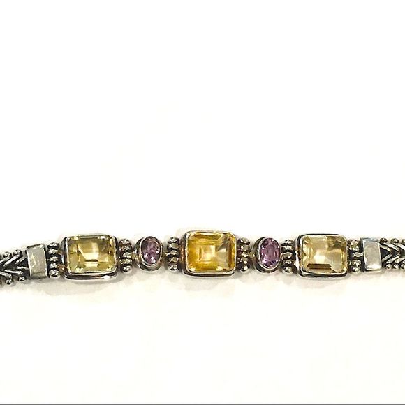 Bali Sterling Amethyst, Citrine, Quartz Bracelet - Picture 9 of 16